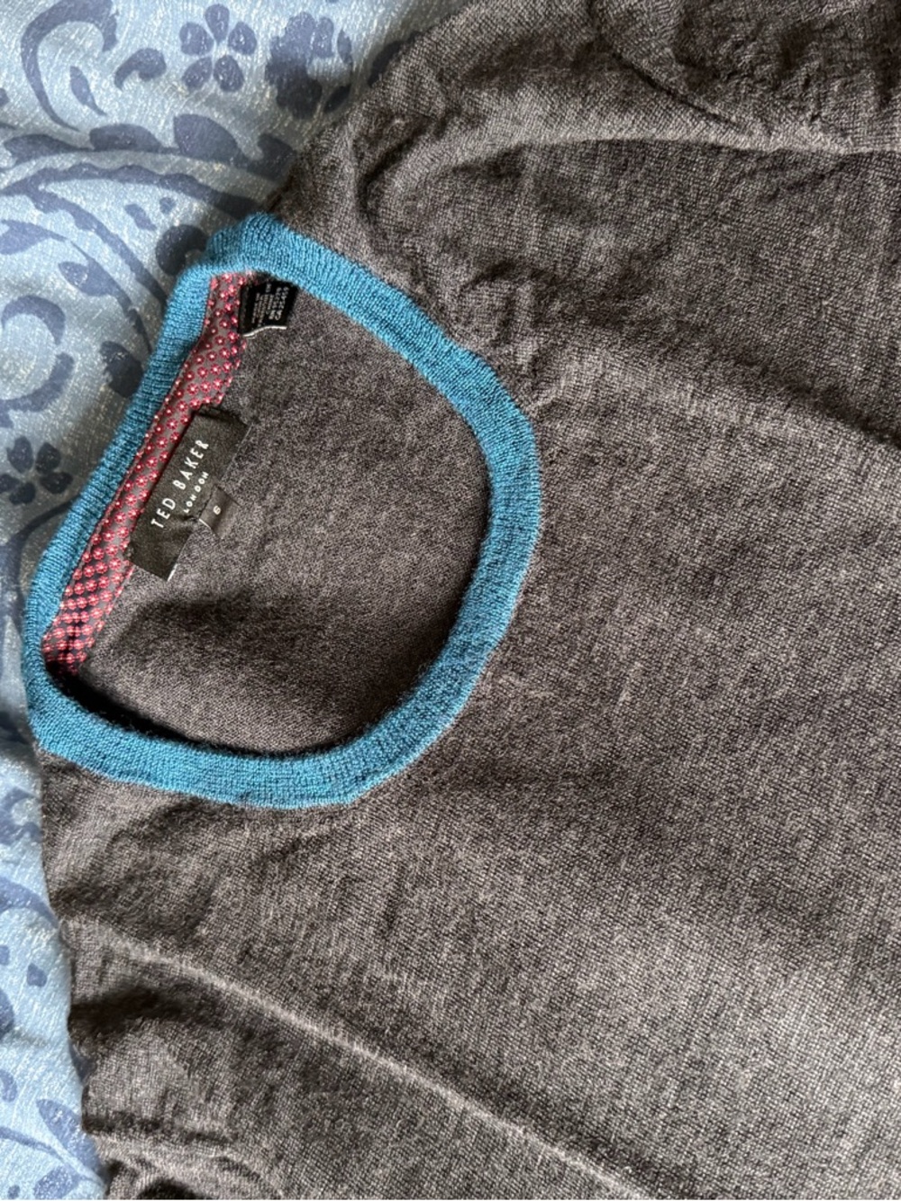 Ted Baker Charcoal Sweater with Teal Trim